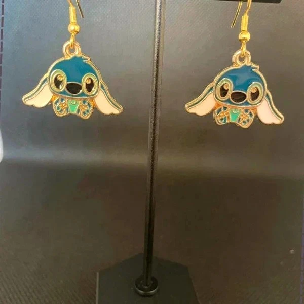 Boucles d oreilles fantaisie plaque or fait main
